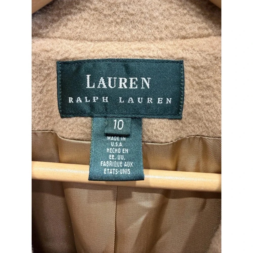 Lauren Ralph Lauren‎ Overcoat 100% Camel Hair Beige Size 10 Trench Coat Pea Coat
